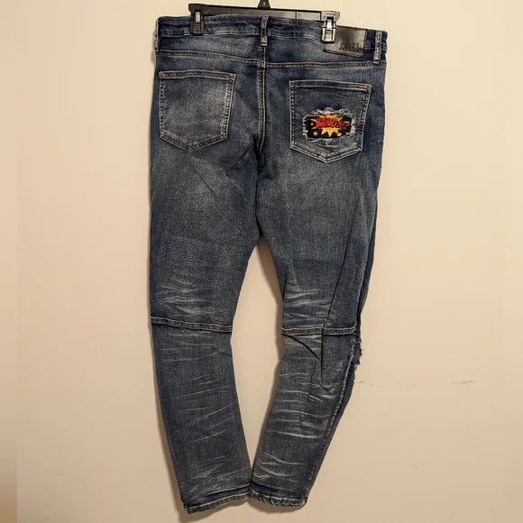 Premiere Denim Skinny Arc Supreme Flex Jeans comic print medium wash siz… - Picture 6 of 9